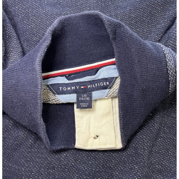Tommy Hilfiger 1985 Boys Henley Sweatshirt 3 Button Collar Navy Blue LG 16/18 - Picture 7 of 10
